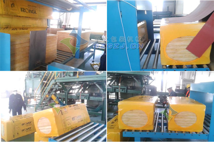 巖棉板包裝機(jī)工作現(xiàn)場(chǎng)